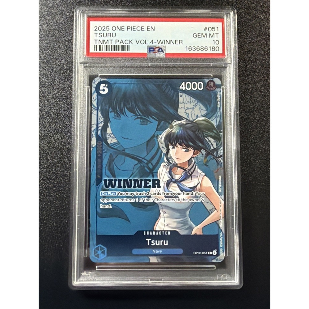 2025 ONE PIECE TOURNAMENT PACK VOL.4 051 TSURU WINNER PSA 10 GEM MINT B3